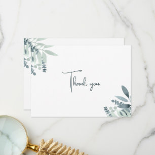 Elegant Dusty Sage Green Watercolor Greenery Thank You Card