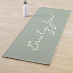 Elegant Dusty Sage Handwritten Script Name Custom  Yoga Mat<br><div class="desc">This custom yoga mat features your name in beautiful handwritten script lettering on a stylish sage green background. Great gift idea.</div>