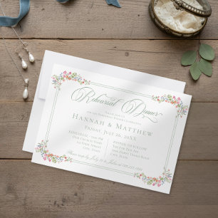 Elegant Dusty Sage Pastel Wildflower Crest Wedding Invitation