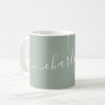 Elegant Dusty Sage Script Modern Name Personalized Coffee Mug<br><div class="desc">Elegant Script Name Personalized Coffee Mug in Dusty Sage Green</div>