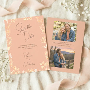 Elegant Dusty Terracotta Copper Wildflower 2 Photo Save The Date