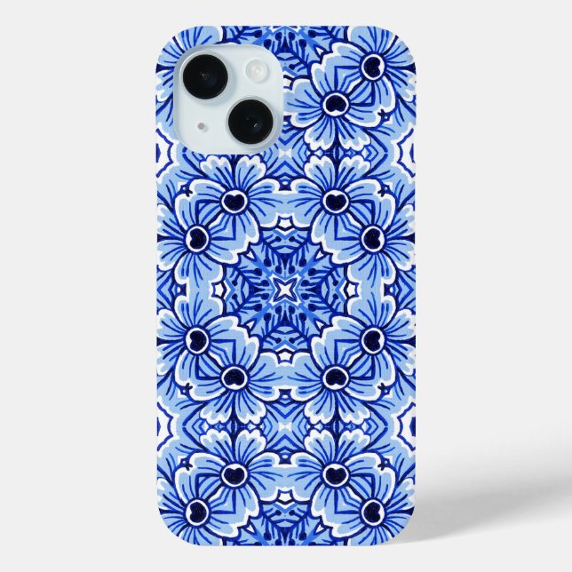 Elegant Dutch Delft Blue Floral Art Pattern Case-Mate iPhone Case (Back)
