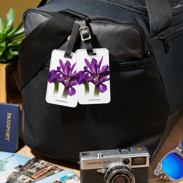 Elegant Dutch Iris Purple Sensation Flowers Luggage Tag (Front & Back)