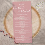 Elegant Duty Rose Signature Script Wedding Menu<br><div class="desc">Simple elegant dusty rose signature script wedding menu card featuring signature style names,  this stylish menu card can be personalised with your details in modern lettering. Designed by Thisisnotme©</div>