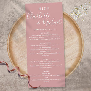Elegant Duty Rose Signature Script Wedding Menu