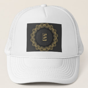 Elegant E Initial Letter Image Printed White-Cap Trucker Hat