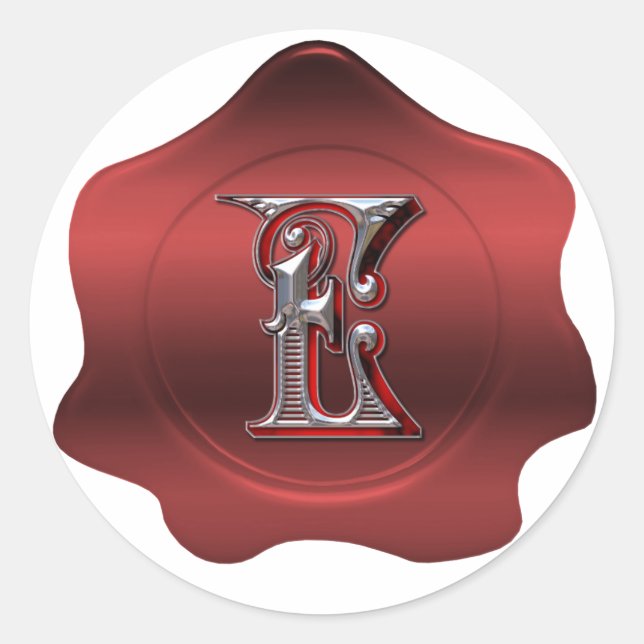 Elegant E Monogram Red Wax Seal Look Sticker (Front)