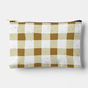 Elegant earth tone plaid pattern Natural Brown Accessory Pouch