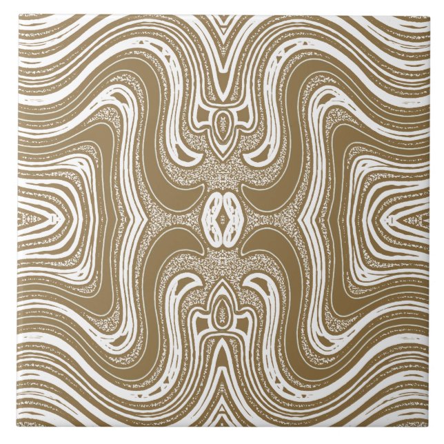 Elegant Earth-Toned Wave Symmetry Tile (Front)