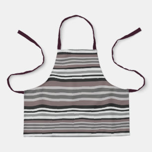 Elegant Earth Tones Brown Savannah Stripes Pattern Apron