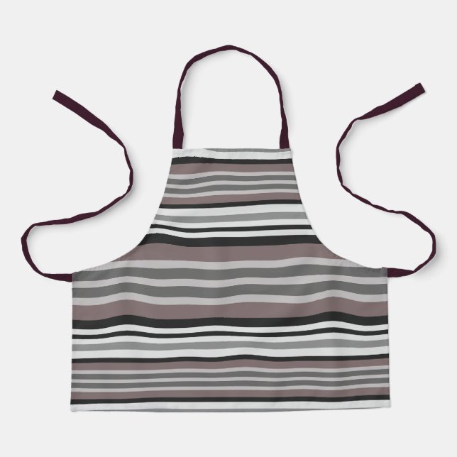 Elegant Earth Tones Brown Savannah Stripes Pattern Apron (Front)