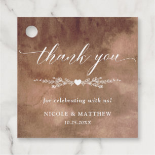 Elegant Earth Tones Watercolor, Rustic Thank You Favour Tags