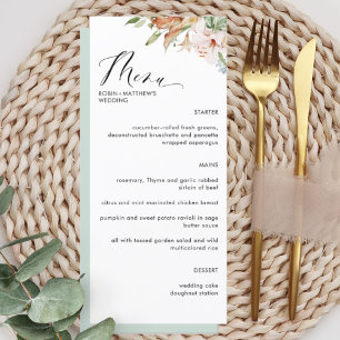 Elegant Earthy Blooms and Sage Green Wedding Menu