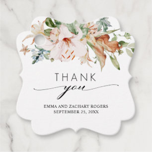 Elegant Earthy Blooms Floral Wedding Thank You Favour Tags