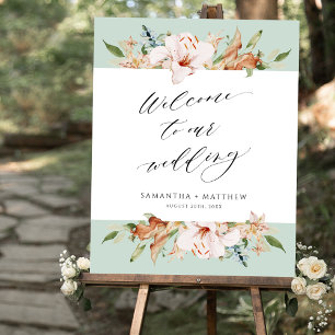 Elegant Earthy Blooms, Sage Wedding Welcome Sign