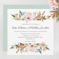 Elegant Earthy Blooms Sage White Square Wedding
