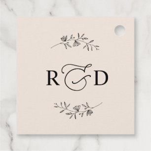 Elegant Earthy Blush Monogram Wedding Thank You Favour Tags