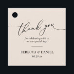 Elegant Earthy Boho Blush Wedding Thank You Favour Tags<br><div class="desc">Designed to coordinate with our Romantic Script wedding collection,  this customisable tag,  features a calligraphy graphic thank you,  paired with a classy serif font in black. Matching items available.</div>