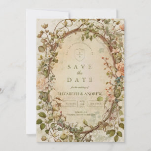 Elegant Earthy Boho Floral Arch Wedding Save The Date