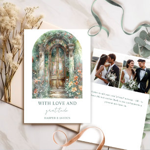 Elegant Earthy Botanical Garden Wedding Photo  Thank You Card
