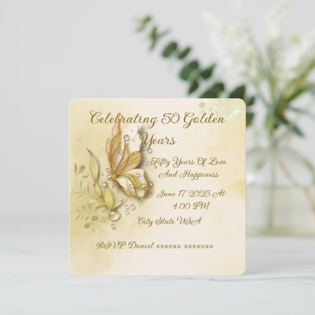 Elegant Earthy Butterfly classic invitation  (Standing Front)