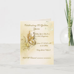 Elegant Earthy Butterfly folded invitation
