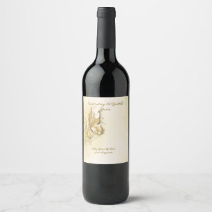 Elegant Earthy Butterfly folded invitation Wine Label