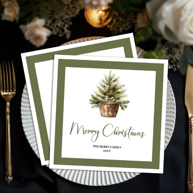 Elegant Earthy Christmas Tree Personalized Napkins (Elegant Earthy Christmas Tree Personalized Napkins)