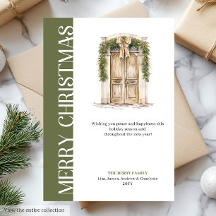 Elegant Earthy Colors Christmas Door Greeting Card
