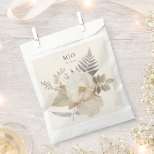 Elegant Earthy Floral Chic Cream Wedding  Favour Bags