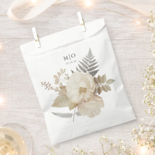 Elegant Earthy Floral Chic White Wedding  Favour Bags