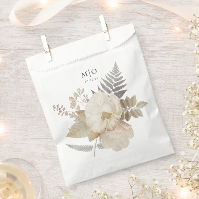 Elegant Earthy Floral Chic White Wedding  Favour Bags (Clipped)