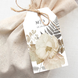 Elegant Earthy Floral Chic White Wedding Gift Tags