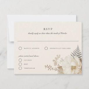 Elegant Earthy Floral Cream RSVP Reply Card 