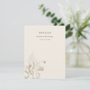 Elegant Earthy Floral Cream Wedding Enclosure Card