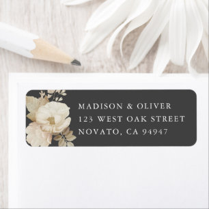 Elegant Earthy Floral Grey Wedding Return Address