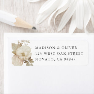 Elegant Earthy Floral White Wedding Return Address