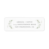Elegant Earthy Greenery Watercolor Return Address