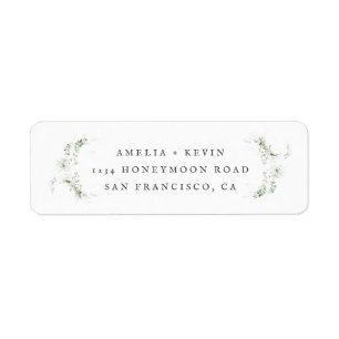 Elegant Earthy Greenery Watercolor Return Address