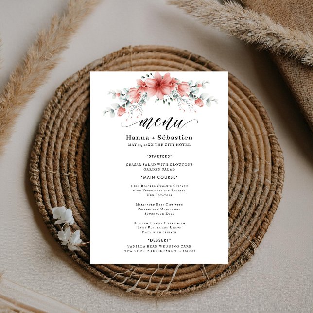 Elegant Earthy Greenery Watercolor Wedding Menu (Creator Uploaded)