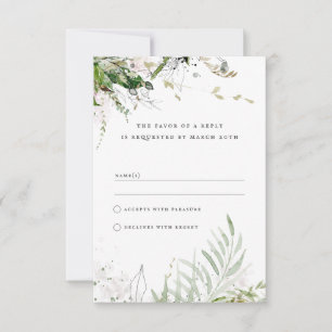 Elegant Earthy Greenery Watercolor Wedding RSVP Card