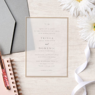 Elegant Earthy Neutral Monogram Modern Wedding Vellum Invitations