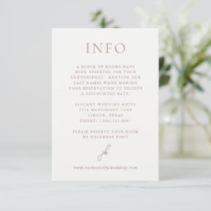 Elegant Earthy Neutral Script Monogram Wedding Enclosure Card