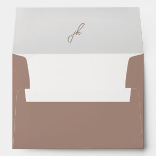 Elegant Earthy Neutral Script Monogram Wedding Envelope