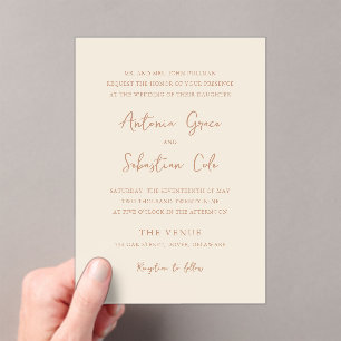 Elegant Earthy Neutrals Modern Wedding Acrylic Invitations