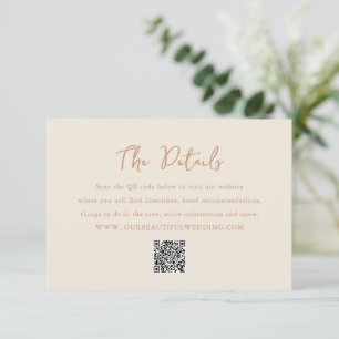 Elegant Earthy Neutrals QR Code Modern Wedding Enclosure Card
