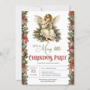 Elegant earthy tones Christmas Victorian Angels Invitation