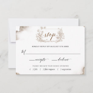 Elegant Earthy Tones Watercolor With Meal Options RSVP Card