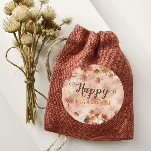 Elegant Earthy Warm Autumn Leaves Thanksgiving Classic Round Sticker