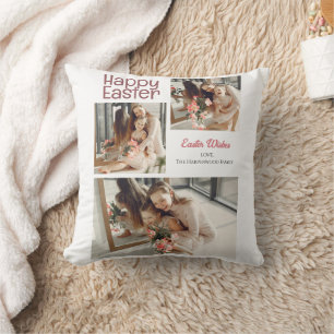 Elegant Easter Blessings Easter Eggs Family photo Cushion